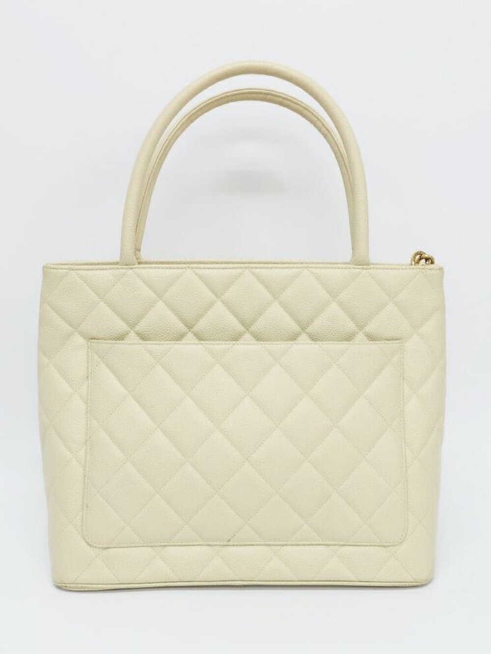 Chanel Medallion Tote Ivory Caviar Leather Handbag - Picture 2 of 10